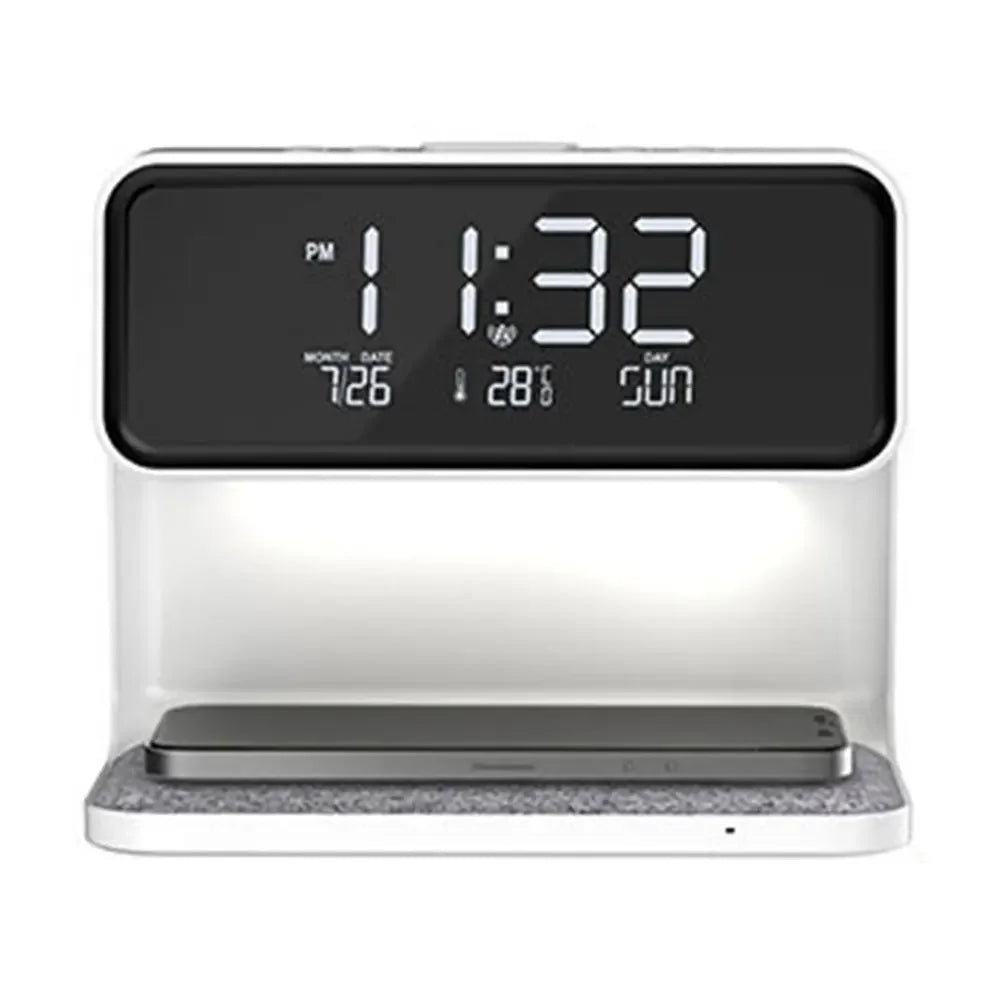 Digital Alarm Clock Large Screen for Bedroom Dormitory 3 in 1 Bedside Lamp Touch Wireless Charger Night Light Dimmable