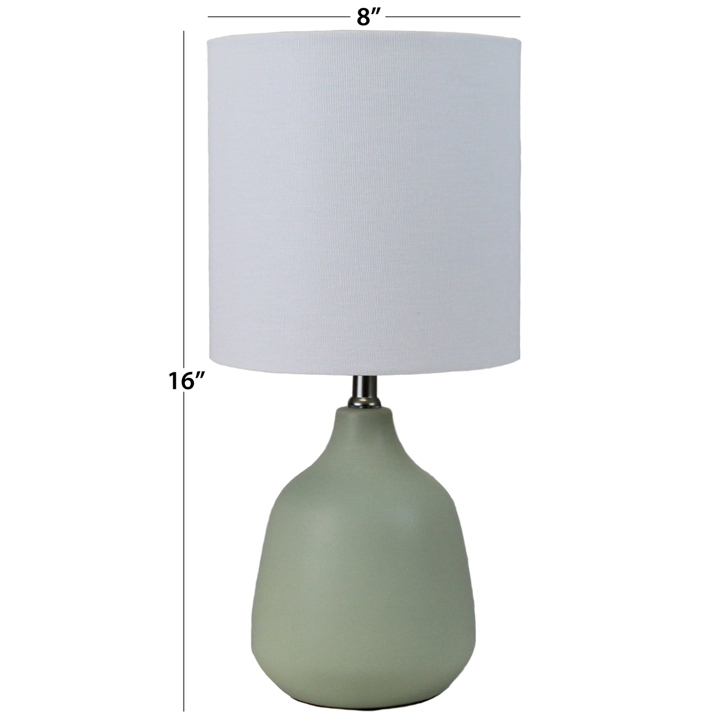 16" Sage Ceramic Table Lamp with White Linen Shade