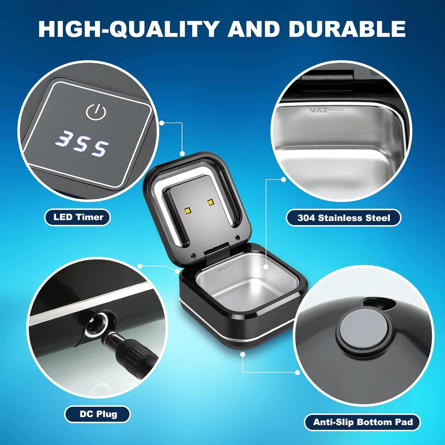 2024 New Mini Portable Ultrasonic Tooth Tray Cleaner Ultraviolet Invisalign Dentures Cleaner ...