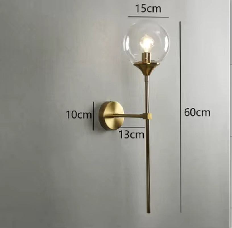 Nordic Modern Glass Wall Lamp Gold Led Wall Light for Kitchen Bathroom Dressing Mirror Indoor Lighting Luminaire Home Decor E14