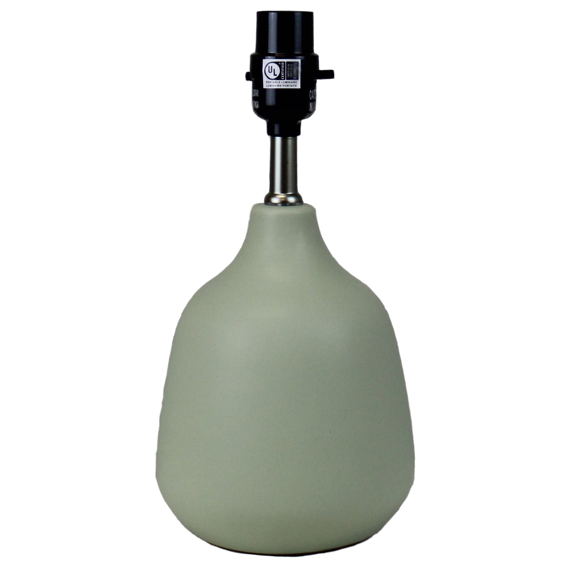 16" Sage Ceramic Table Lamp with White Linen Shade