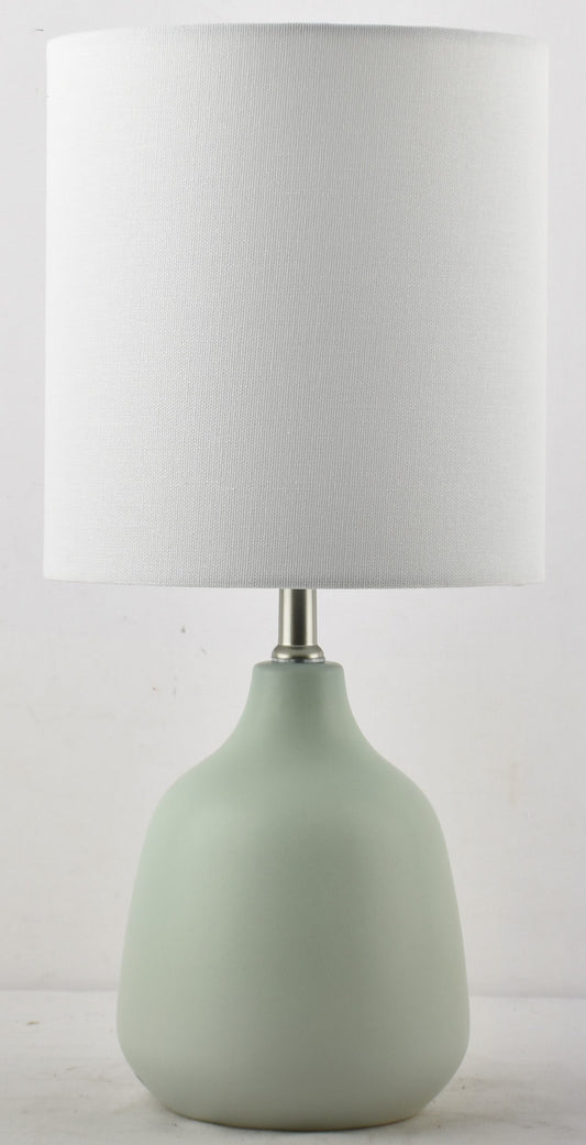 16" Sage Ceramic Table Lamp with White Linen Shade